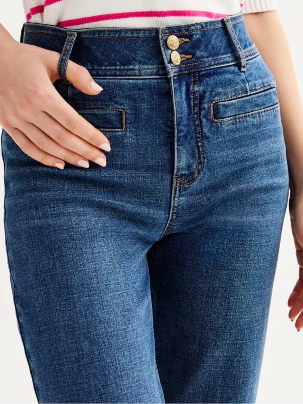 Draper James Women's High Rise Wide Leg Jeans Size 14 - Picture 3 of 10